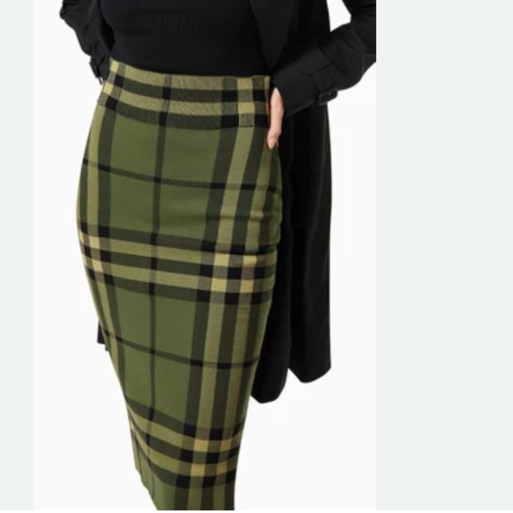 Burberry Green check Jacquard midi skirt